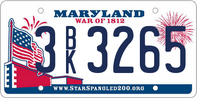 MD license plate 3BK3265