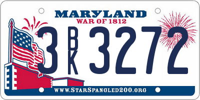MD license plate 3BK3272