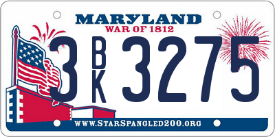 MD license plate 3BK3275