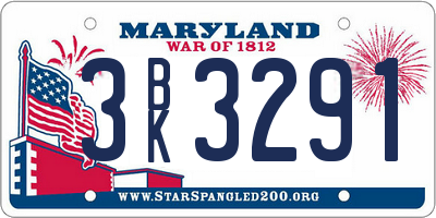 MD license plate 3BK3291