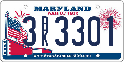 MD license plate 3BK3301