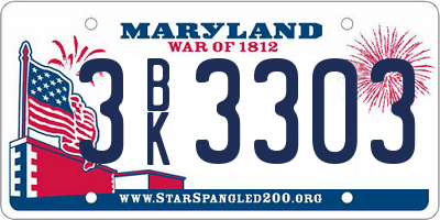 MD license plate 3BK3303