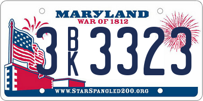 MD license plate 3BK3323