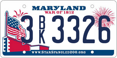 MD license plate 3BK3326