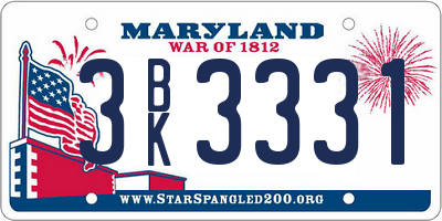 MD license plate 3BK3331