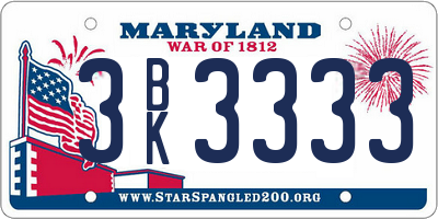 MD license plate 3BK3333