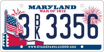 MD license plate 3BK3356