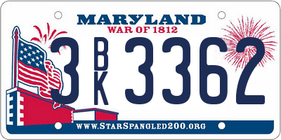 MD license plate 3BK3362