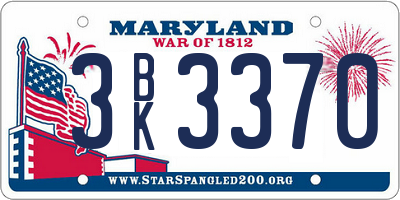 MD license plate 3BK3370