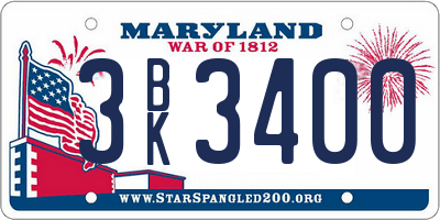 MD license plate 3BK3400