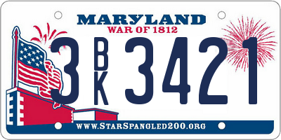 MD license plate 3BK3421