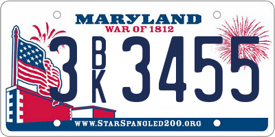 MD license plate 3BK3455