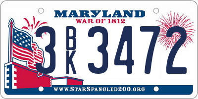 MD license plate 3BK3472