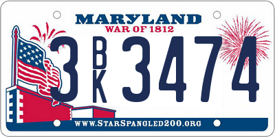 MD license plate 3BK3474