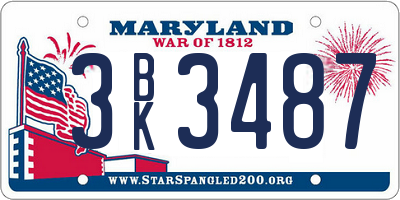 MD license plate 3BK3487