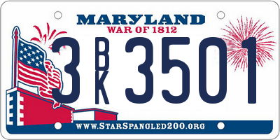 MD license plate 3BK3501