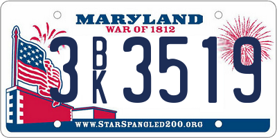 MD license plate 3BK3519
