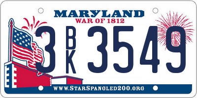 MD license plate 3BK3549