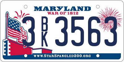 MD license plate 3BK3563