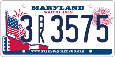 MD license plate 3BK3575