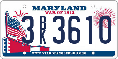 MD license plate 3BK3610