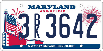 MD license plate 3BK3642