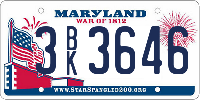 MD license plate 3BK3646
