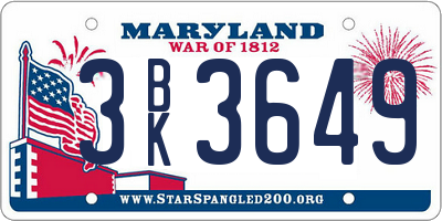 MD license plate 3BK3649