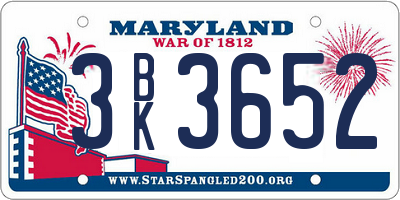 MD license plate 3BK3652