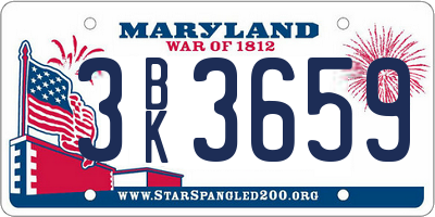 MD license plate 3BK3659
