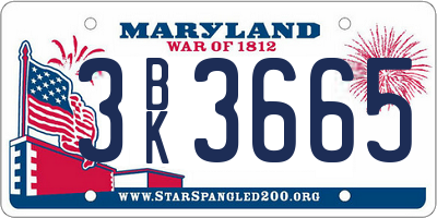 MD license plate 3BK3665