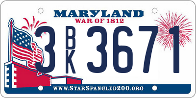 MD license plate 3BK3671