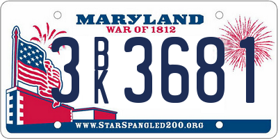 MD license plate 3BK3681