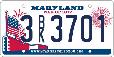 MD license plate 3BK3701