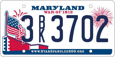 MD license plate 3BK3702