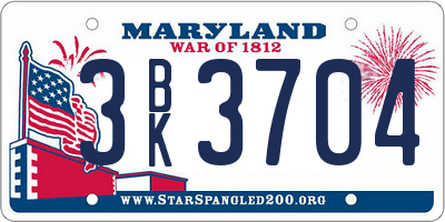 MD license plate 3BK3704