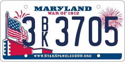 MD license plate 3BK3705
