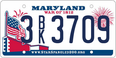 MD license plate 3BK3709