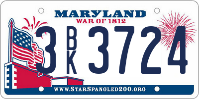MD license plate 3BK3724