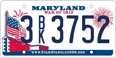 MD license plate 3BK3752