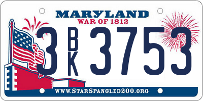 MD license plate 3BK3753