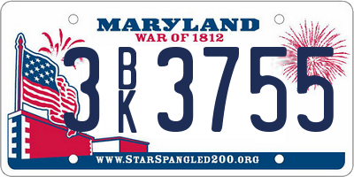 MD license plate 3BK3755