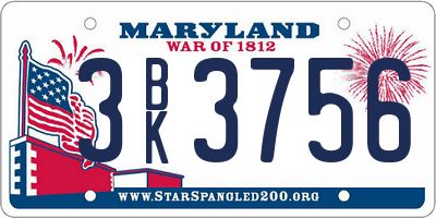 MD license plate 3BK3756