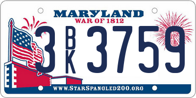 MD license plate 3BK3759