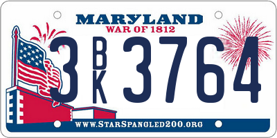 MD license plate 3BK3764