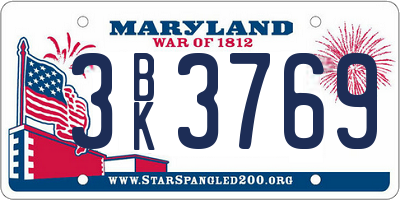 MD license plate 3BK3769