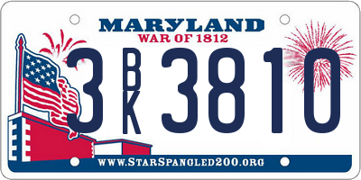 MD license plate 3BK3810