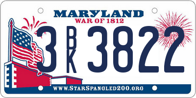MD license plate 3BK3822