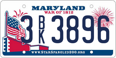 MD license plate 3BK3896