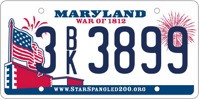 MD license plate 3BK3899